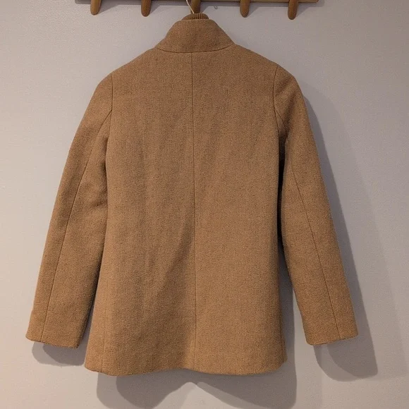 J. Crew Size 0 Camel Brown Wool Pea Coat With Zipper - Picture 4 of 4